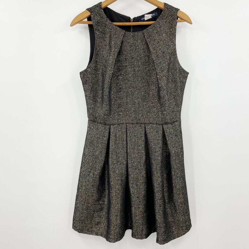 One Clothing Black Gold Metallic Skater Dress M Sleeveless Party Grunge Goth
